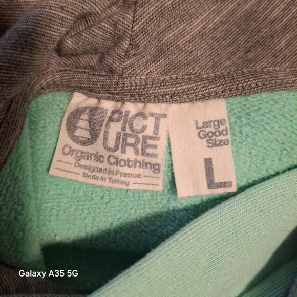 Picture Organic Clothing Mint Green Hoodie With Nordic-Inspired Pattern Drawstr - Picture 8 of 12